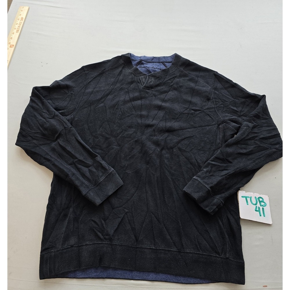 Tommy Bahama Mens Black Split Neck Long Sleeve Pullover Sweatshirt XL